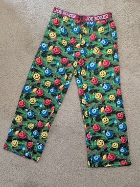 Joe Boxer Holiday Smiley Pajama Pants - Red, Blue, Yellow, Green - Men's Medium